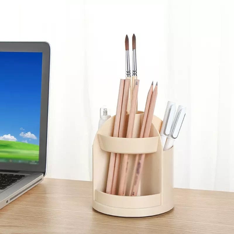 360˚ Degree Rotatable Desktop Pen Organizer, 3 Slots Spinning Pencil Pen Desk Organizers, Creative Pen Pencil Holder, Makeup Storage Container 360˚ Degree Rotatable Desktop Pen Organizer, 3 Slots Spinning Pencil Pen Desk Organizers, Creative Pen Pencil Holder, Makeup Storage Container